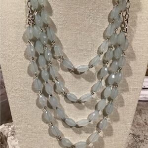 4 Multi-Strand Pale Blue Faceted Acrylic Beaded Necklace